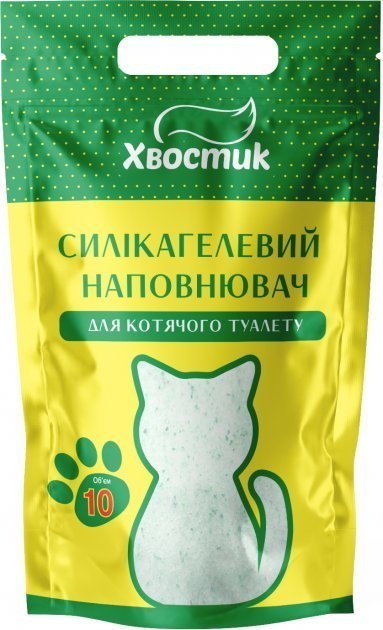 Акція на Наполнитель для кошачьего туалета Хвостик силикагель мелкий с зелеными гранулами 10 л (4820224500959) від Stylus