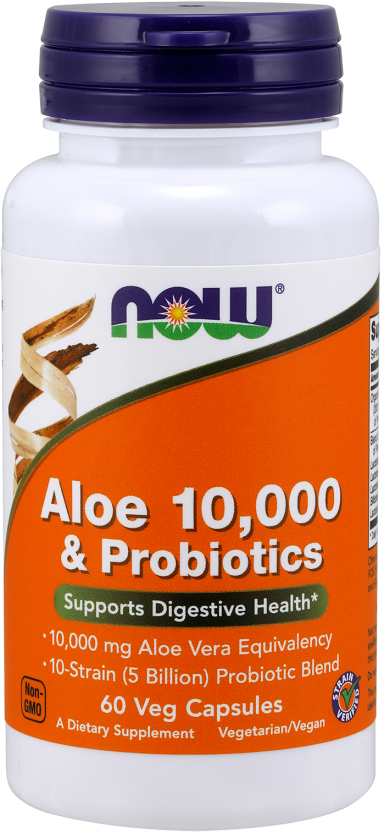 Акція на Now Foods Aloe Алое Пробиотики 10,000 & Probiotics Veg Capsules 60 veg caps від Stylus