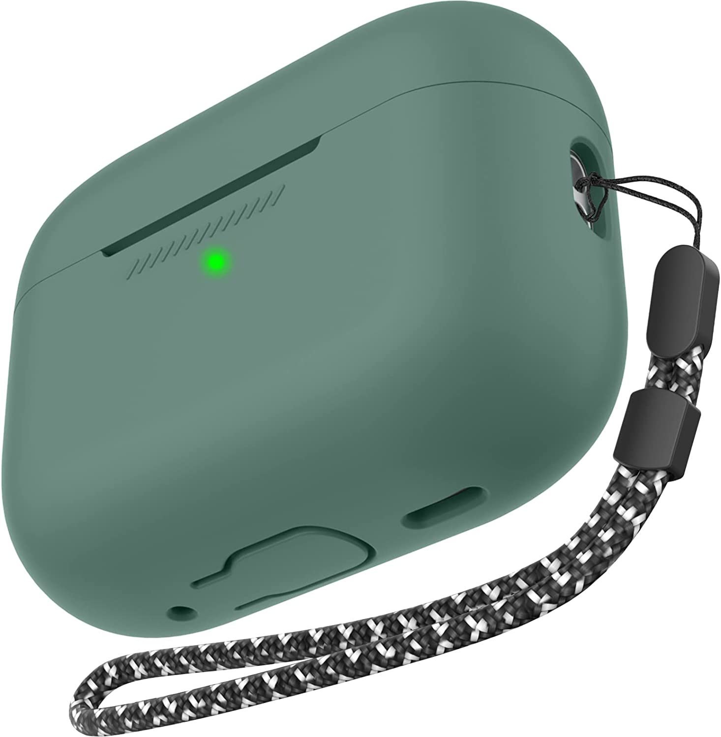 Акція на Чохол для навушників AhaStyle Silicone Case with strap Midnight Green (X003E46FGX) для Apple AirPods Pro 2 від Y.UA