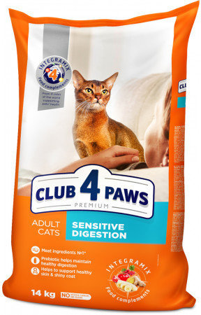 Акція на Сухий корм Club 4 Paws Premium Adult cats для дорослих кішок з чутливим травленням 14 кг (4820083909399) від Y.UA