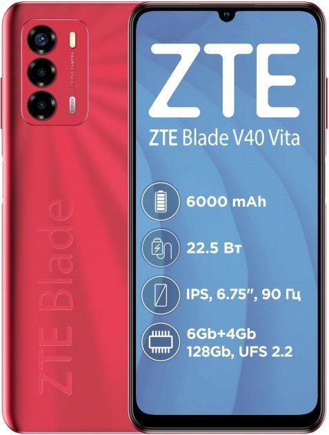 Акція на Zte Blade V40 Vita 4/128GB Red (UA UCRF) від Stylus