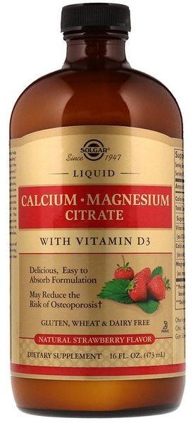 Акція на Solgar Calcium Magnesium Citrate with Vitamin D3 Liquid Natural Strawberry Flavor , Солгар Кальций магний D3, вкус клубники (473 ml) від Stylus