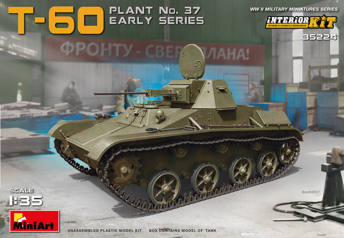 Акция на Збірна модель MiniArt Радянський легкий танк Т-60 заводу №37, ранніх випусків з інтер'єром (MA35224) от Y.UA