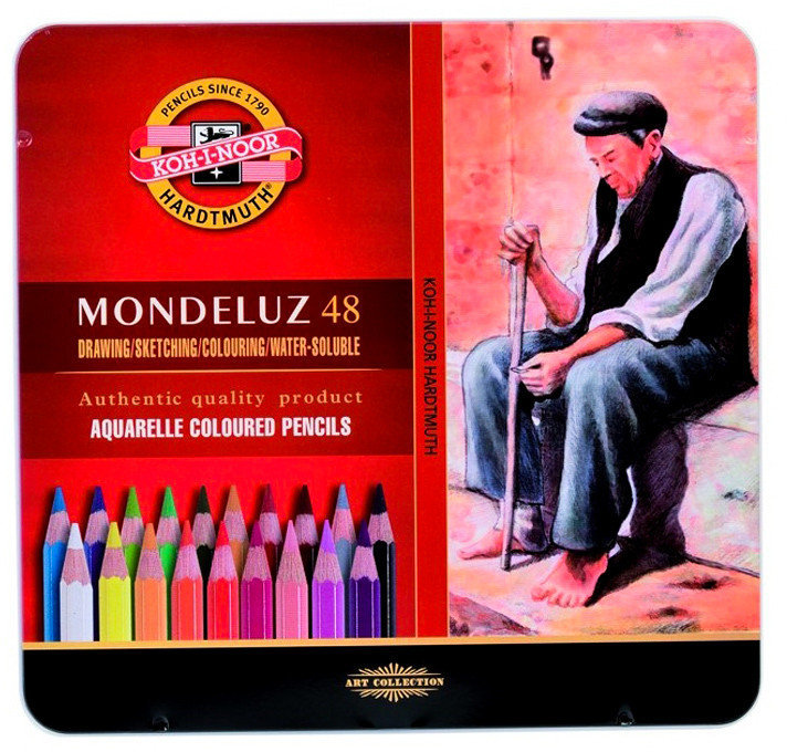 Акція на Карандаши цветные акварель KOH-I-NOOR Mondeluz, металлическая коробка, 48 цветные (372604) від Stylus