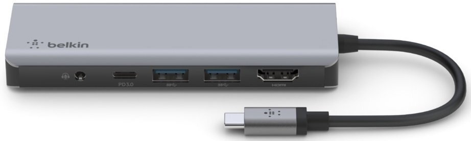 Акция на Belkin Adapter USB-C to USB-C 3.0+HDMI+SD+2xUSB+3.5mm Grey (AVC009BTSGY) от Y.UA