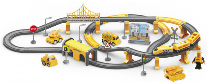 Акция на Игровой набор Zipp Toys Городской экспресс электрическая железная дорога, 92 детали, желтый от Stylus