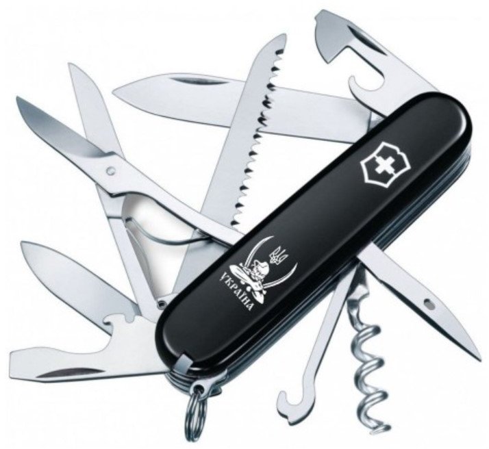 Акція на Victorinox Huntsman Ukraine 91мм/15 функций/черный /Козак с саблями (1.3713.3_T1110u) від Stylus