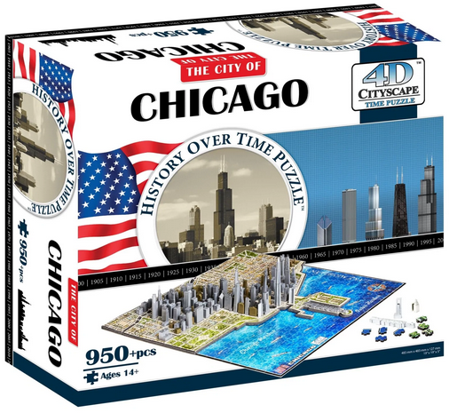 Акція на Об'ємний пазл 4D Cityscape Чикаго від Y.UA