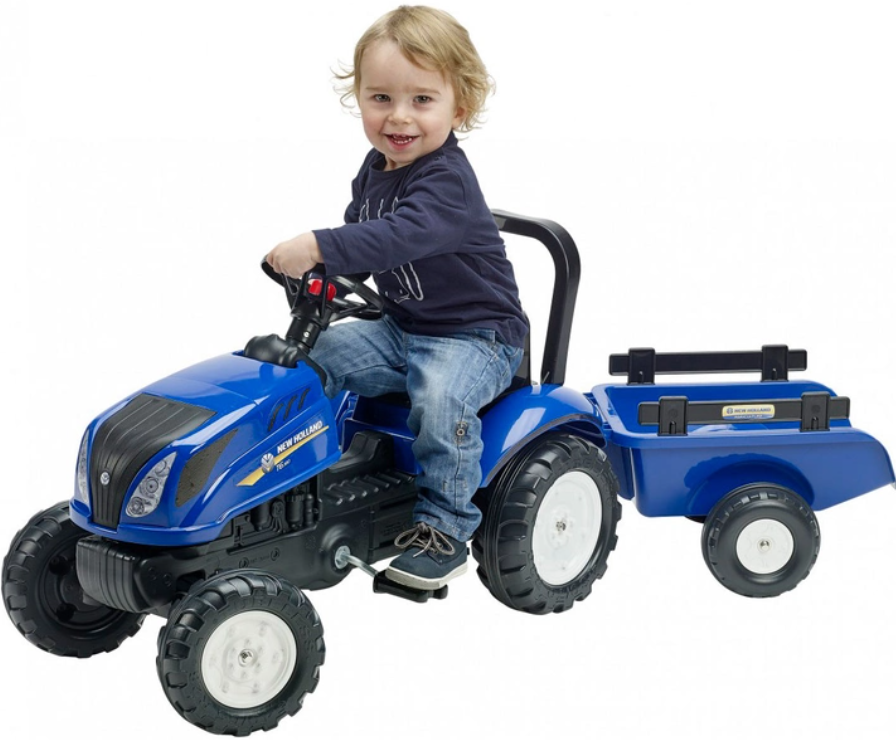 Акція на Детский трактор на педалях с прицепом Falk New Holland синий (3080AB) від Stylus