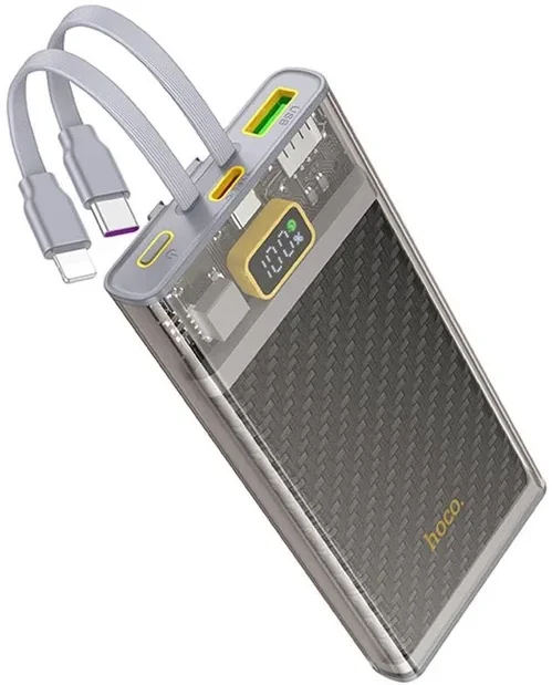 Акція на Hoco Power Bank 10000mAh J104 Discovery Edition with Cable 22.5W Gray від Stylus