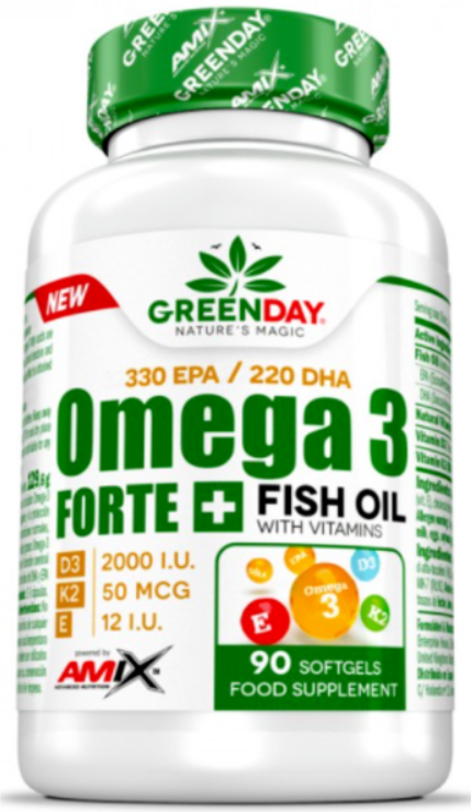 

Amix GreenDay Omega 3 Forte 330/220 + D3,K2,Vit.E 90 caps / 90 servings