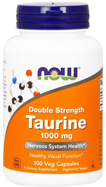 Акція на Now Foods Taurine, Double Strength, 1,000 mg, 100 Veg Capsules (NF0142) від Stylus