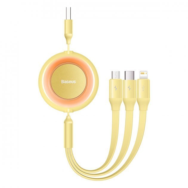 Акція на Baseus Usb Cable to Micro USB/Lightning/Type-C Bright Mirror 2 Series 3.5A 1.1m Yellow (CAMJ010011) від Stylus