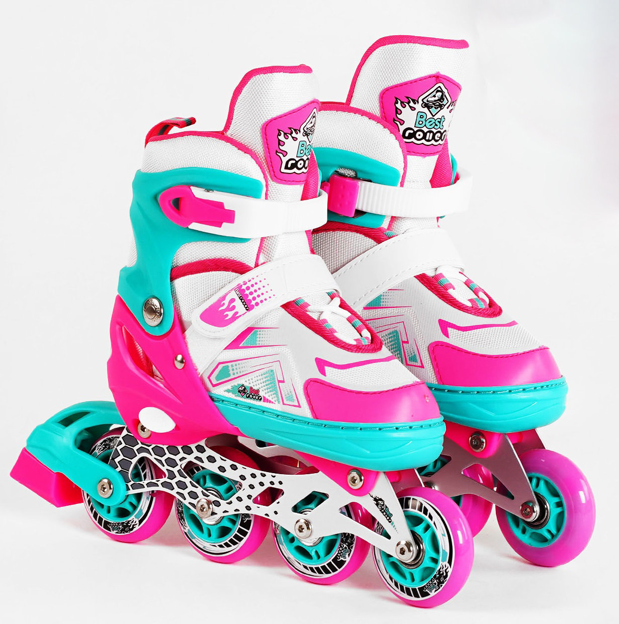 Акция на Роликовые коньки Best Roller Turquoise-Pink-White (116275) от Stylus