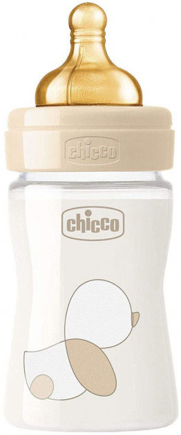 Акція на Бутылочка для кормления стеклянная Chicco Original Touch с латексной соской 0м+ 150 мл Бежевая (27710.30) від Stylus