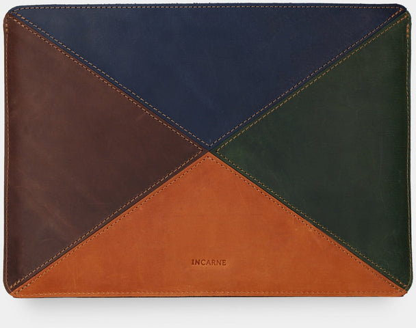Акція на Incarne Handmade Leather Laptop bag Mosaic Nature (Brown/Blue/Green/Cognac) for MacBook Pro 13" M2 I M1 від Stylus
