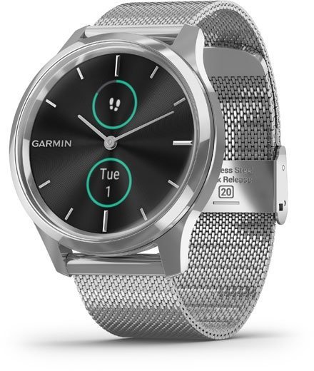 Акция на Garmin Vivomove Luxe Silver stainless steel case with silver Milanese band (010-02241-03) от Y.UA