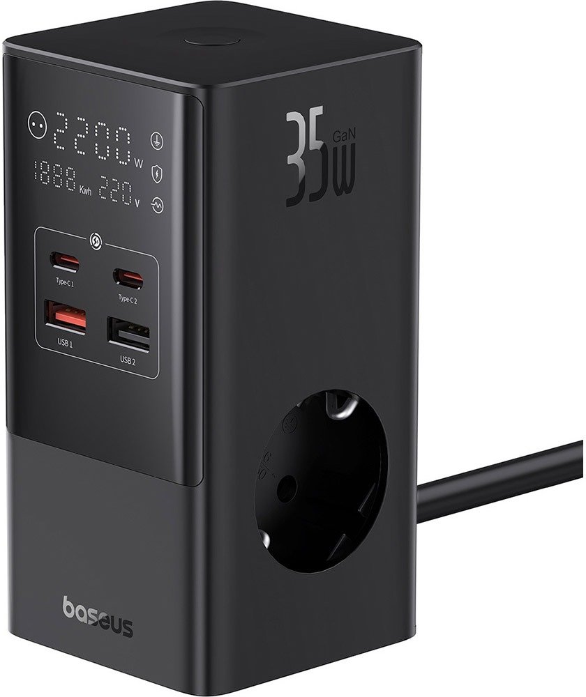 Baseus Wall Charger AC+2xUSB+2xUSB-C GaN PowerCombo Tower Power Strip 35W Black (E00023606113-00)
Baseus Wall Charger AC+2xUSB+2xUSB-C GaN PowerCombo Tower Power Strip 35W Black (E00023606113-00)