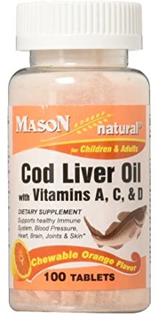 Mason Natural Cod Liver Oil With Vitamin A C & D Рыбий жир из печени трески с витаминами 100 жевательных таблеток
Mason Natural Cod Liver Oil With Vitamin A C & D Рыбий жир из печени трески с витаминами 100 жевательных таблеток