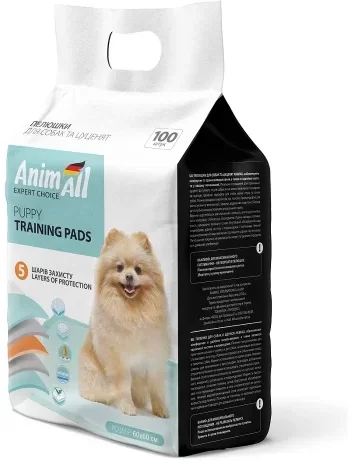 Акція на Пелюшки AnimAll Puppy Training Pads для собак і цуценят 60х60 см 100 штук (4820224500256) від Y.UA