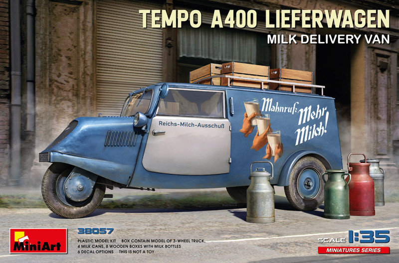 Акция на Триколісна німецька вантажівка Miniart доставки молока Tempo A400 (MA38057) от Y.UA