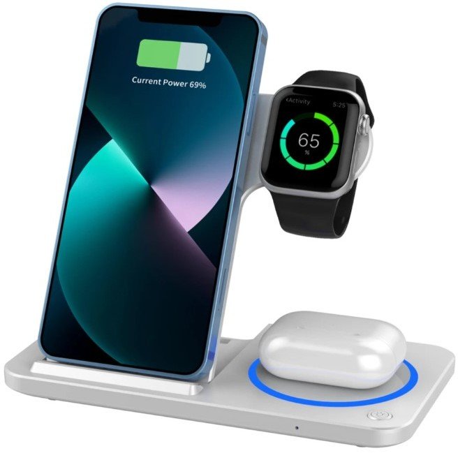 Акція на Wiwu Wireless Charger Power Air 3 in 1 Wi-W020 15W White for Apple iPhone, Apple Watch and Apple AirPods від Stylus