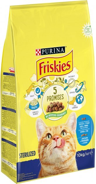 Акція на Сухой корм Friskies для стерилизованных кошек и кастрированных котов с лососем и овощами 10 кг (7613033205064) від Stylus