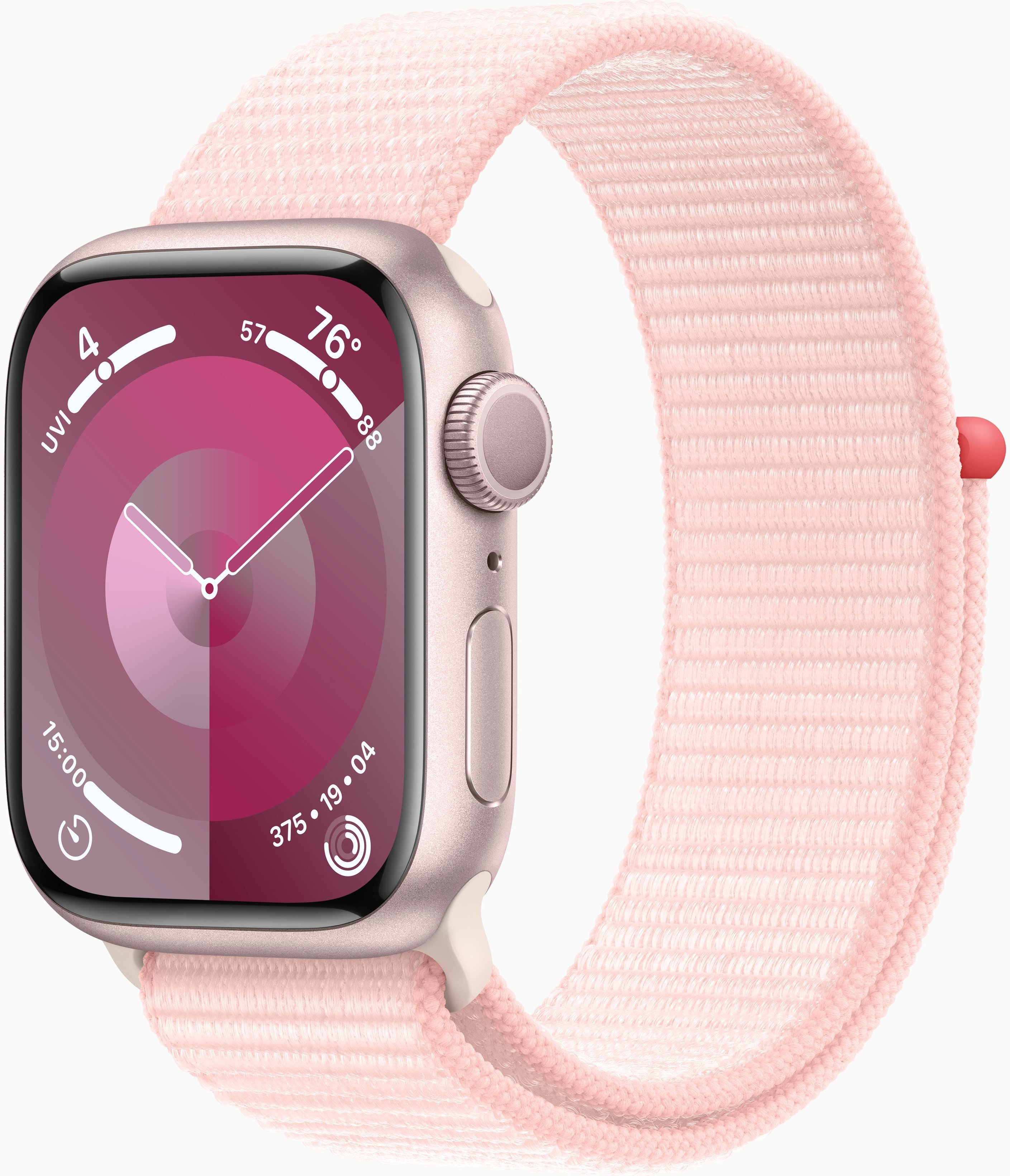Акція на Apple Watch Series 9 41mm Gps Pink Aluminum Case with Light Pink Sport Loop (MR953) від Y.UA