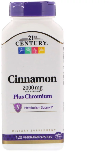 Акція на 21st Century Cinnamon Plus Chromium 2000 mg 120 Veggie Caps (CEN-27383) від Stylus