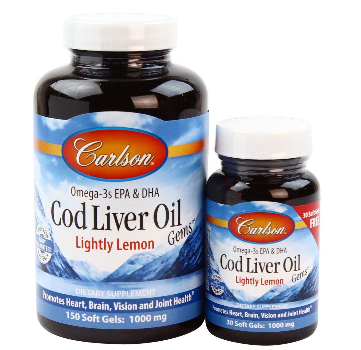 Акція на Carlson Labs Cod liver oil 150+30 caps Рыбий жир из печени трески вкус лимона від Stylus
