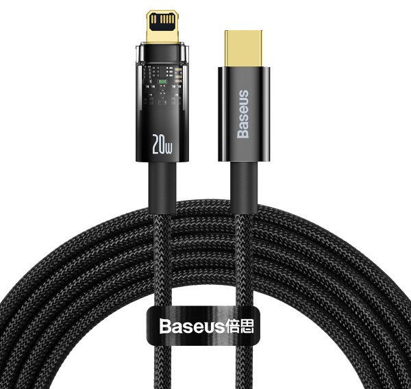 Акція на Baseus Cable USB-C to Lightning Explorer Series Auto Power-Off 20W 2m Black (CATS000101) від Stylus