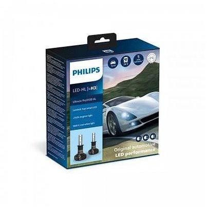Акция на Світлодіодна автолампа Philips H3 Ultinon Pro9100 +350% X2 12/24V 20W (11336U91X2) от Y.UA