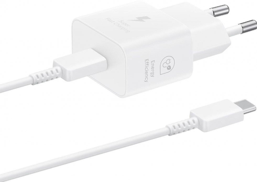 Акция на Samsung USB-C Wall Charger with Cable USB-C 25W White (EP-T2510XWEGEU) от Y.UA