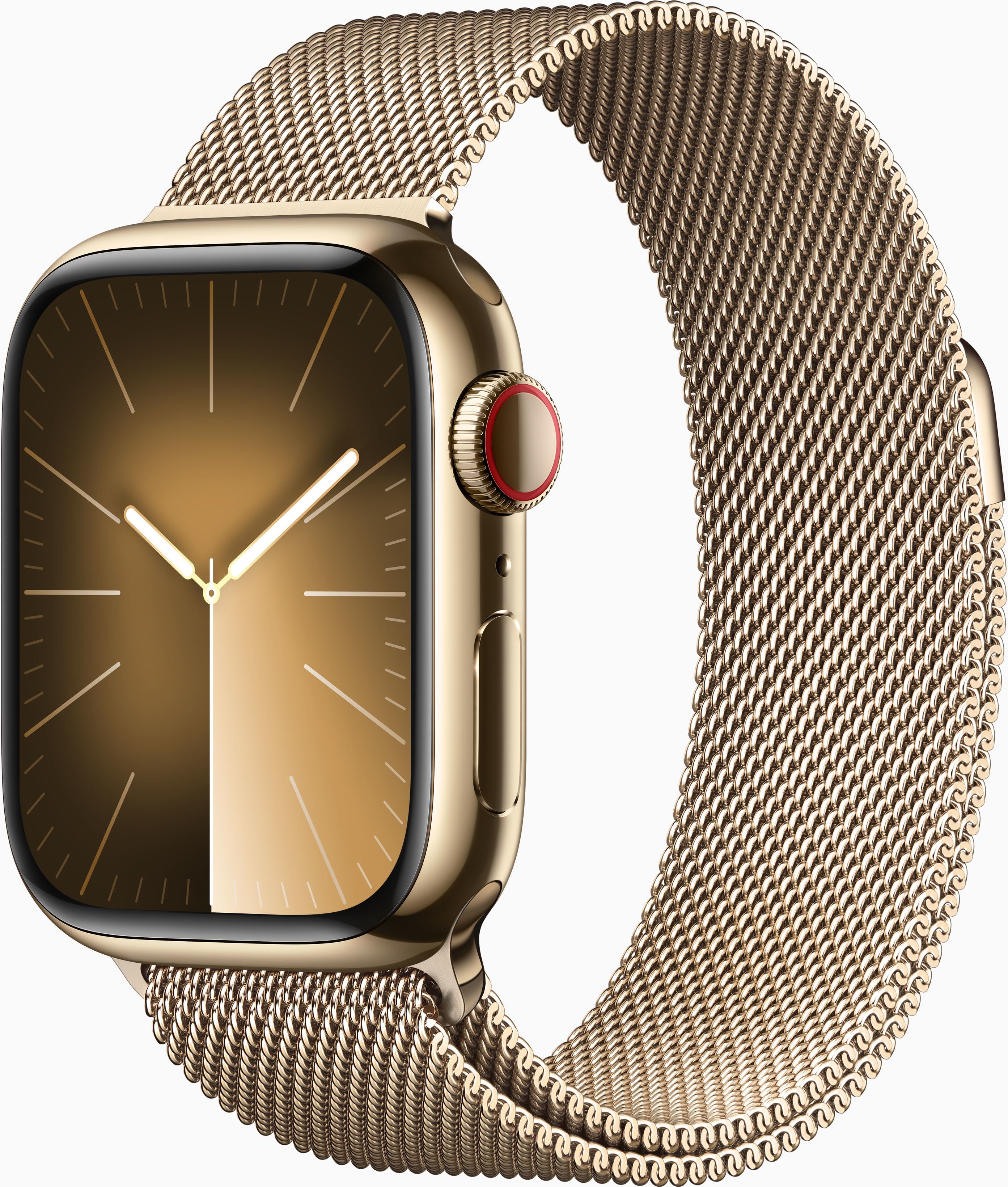 Акція на Apple Watch Series 9 41mm GPS+LTE Gold Stainless Steel Case with Gold Milanese Loop (MRJ73) від Y.UA