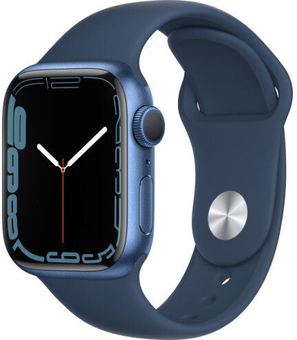 Акція на Apple Watch Series 7 41mm GPS+LTE Blue Aluminum Case with Abyss Blue Sport Band (MKHU3) від Y.UA