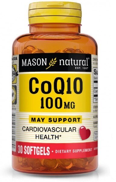 Акція на Mason Natural Co Q10 100 mg Коэнзим Q10 30 гелевых капсул від Stylus