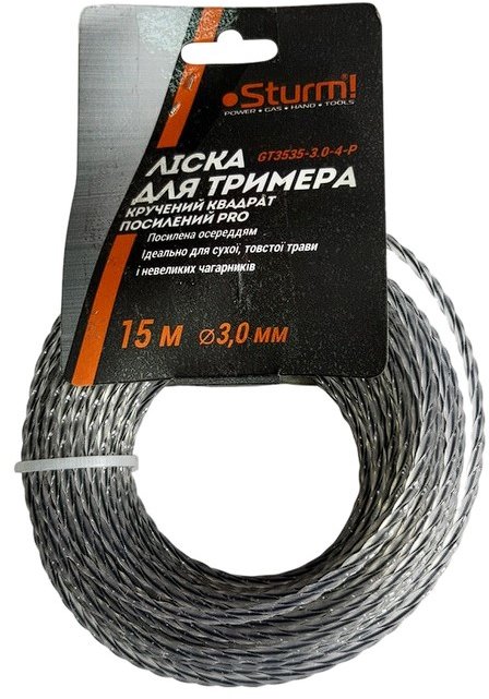 Леска для триммера Sturm Professional 3.0 мм / 15 м / витой квадрат с сердечником (GT3535-3.0-4-P)
Леска для триммера Sturm Professional 3.0 мм / 15 м / витой квадрат с сердечником (GT3535-3.0-4-P)