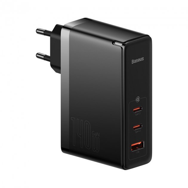 Акція на Baseus Wall Charger GaN5 Pro 2xUSB-C+USB 140W з USB-C Cable Black (CCGP100201) від Y.UA