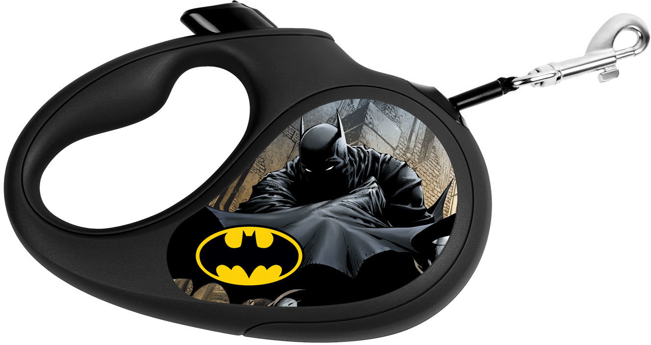 Акція на Поводок-рулетка Waudog Design с рисунком "Бэтмен Черный" до 50 кг, 5 м черный (8126-1001-01) від Stylus
