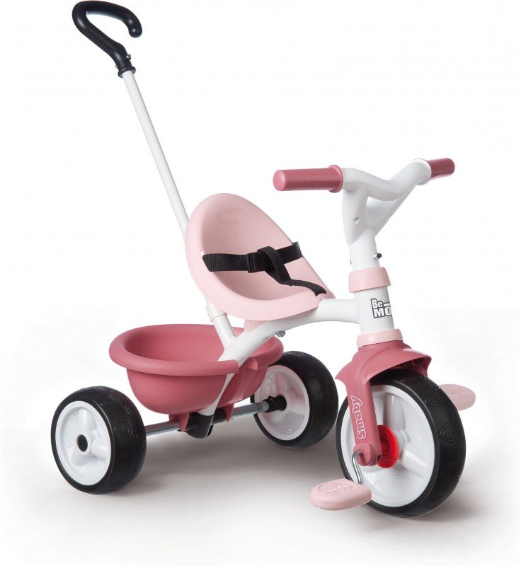 Акция на Детский трехколесный велосипед Smoby 2-в-1 Би Муви с ручкой, розовый (740332) от Stylus