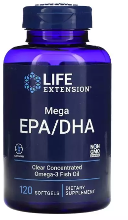 

Life Extension Mega EPA/DHA Рыбий жир с мега ЭПК/ДГК 120 гелевых капсул