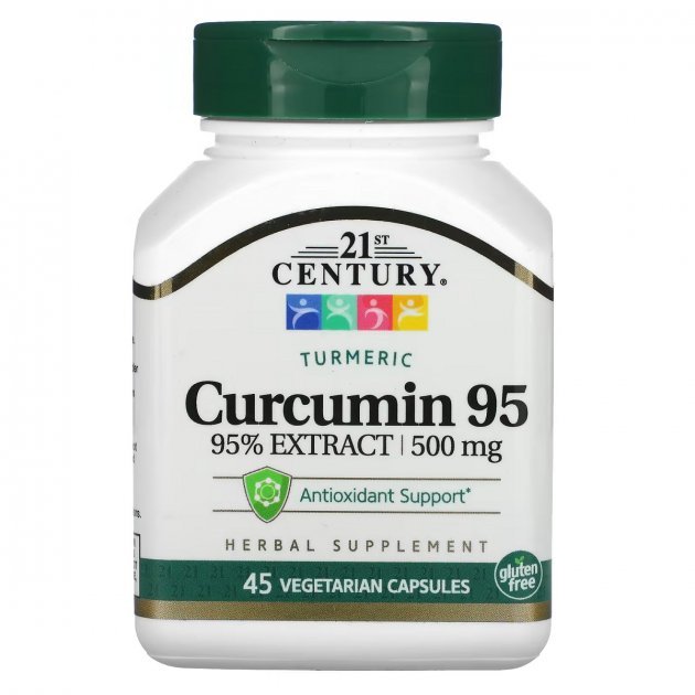 Акція на 21st Century Curcumin 95 Куркумин 95 500 мг 45 капсул від Stylus