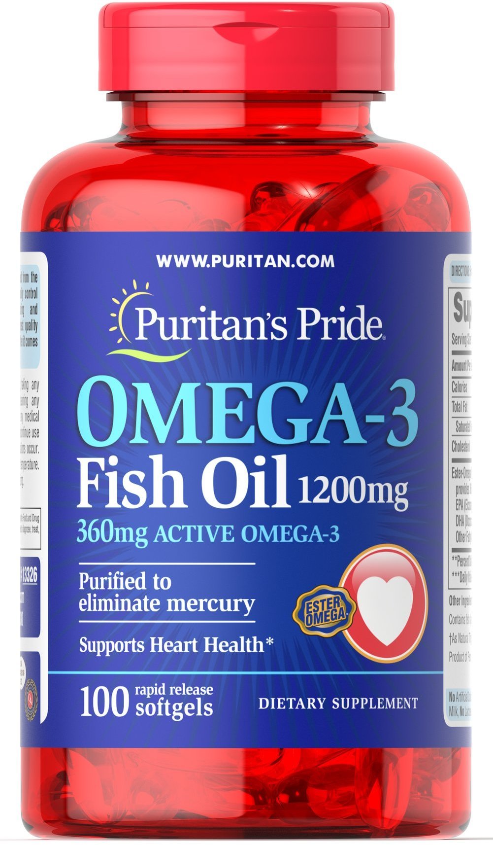 Акція на Puritan's Pride Omega-3 Fish Oil 1200 mg 100 caps від Stylus