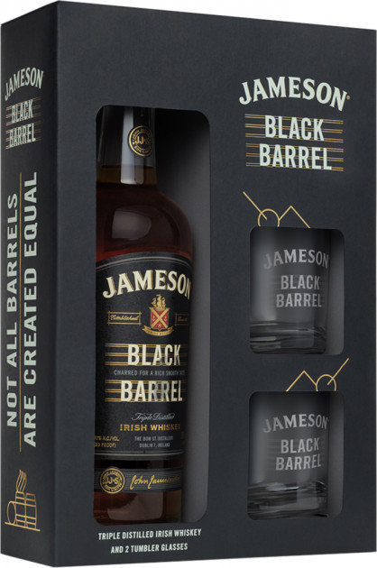 Акция на Набор:виски Jameson Black Barrel 0.7л 40%, gift box with 2 glasses от Stylus