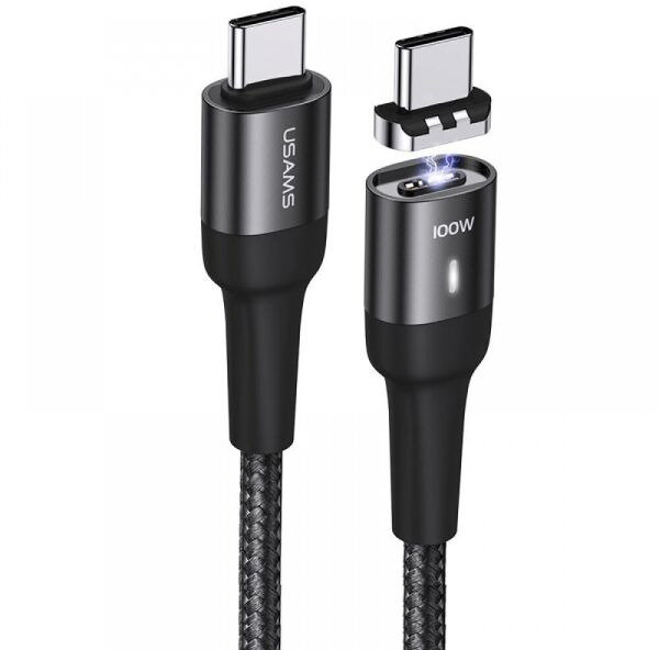 Акція на Usams Cable USB-C to USB-C Fast Charge Magnetic Pd 100W 1.5m Black (US-SJ466) від Y.UA