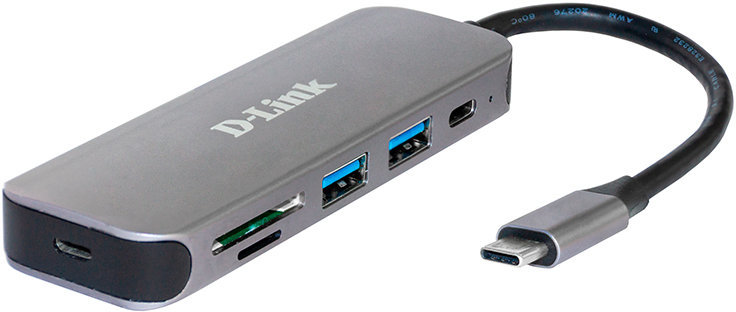 Акція на D-Link Adapter USB-C to 2xUSB 3.0+USB-C+SD+MicroSD Gray (DUB-2325) від Stylus