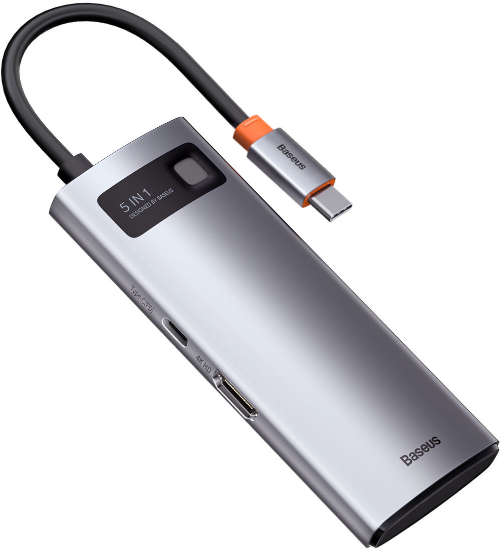 Акція на Baseus Adapter USB-C to 3xUSB3.0+HDMI+USB-C Gray (CAHUB-CX0G) від Stylus