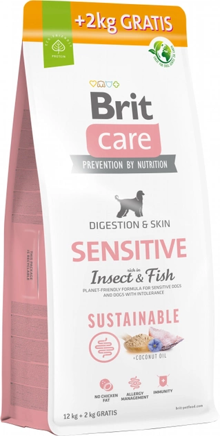 Акція на Сухой корм Brit Care Sustainable Sensitive для собак с чувствительным пищеварением рыба и насекомые 12+2 кг (8595602565757) від Stylus