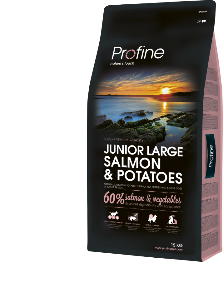 Акція на Сухий корм для цуценят і молодих собак великих порід Profine Junior Large Salmon з лососем і картоплею 15 кг (8595602517596) від Y.UA
