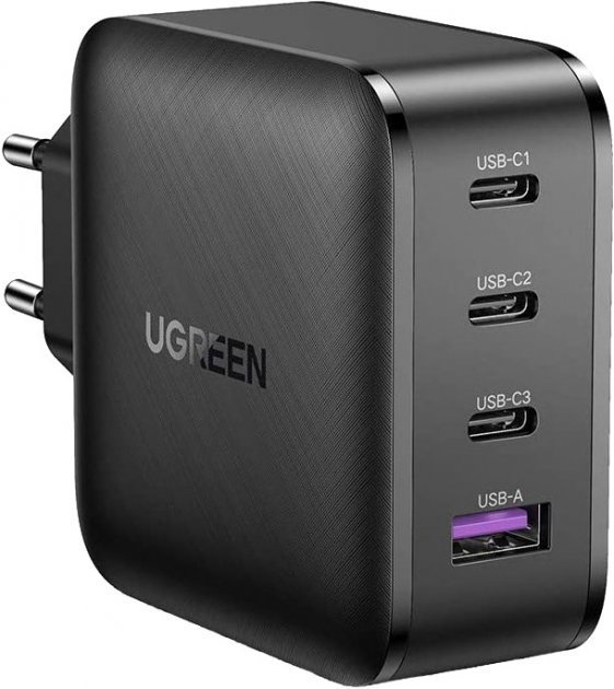 Акція на Ugreen Wall Charger 3хUSB-C+USB CD224 GaN 65W Black (70774) від Y.UA